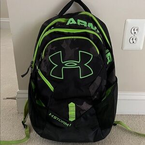 Under Armour Black and Neon Green Backpack